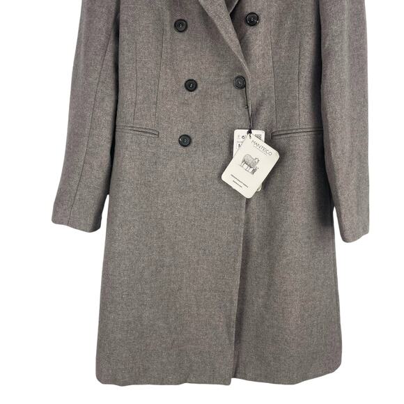 Zara Monteco Wool Blend Double Breasted Coat Ash Brown Size M - Picture 5 of 9
